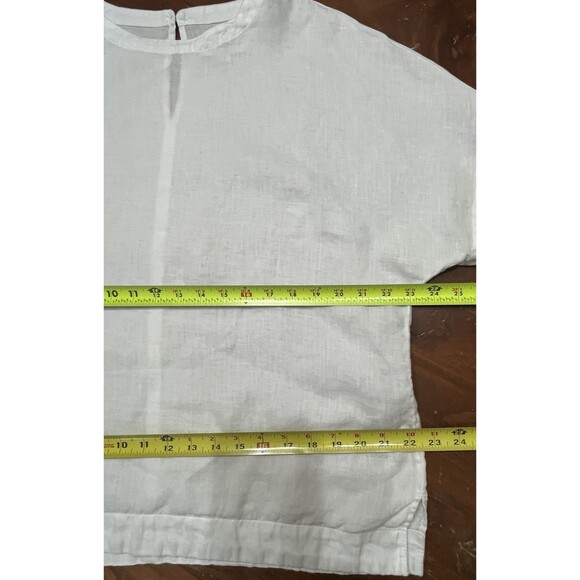 M&S Marks & Spencer Pure Flax Linen Boxy Top Blouse 12 White Lagenlook Beach - Picture 11 of 13